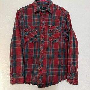 Brixton Bowery Standard Fit Flannel Men's Large Plaid Long Sleeve Red